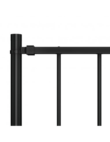 Pannello Recinzione con Pali Acciaio Verniciato 1,7x0,75m Nero