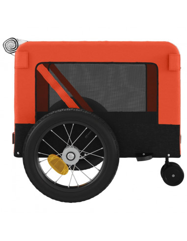 Rimorchio da Bici per Animali Arancione e Nero Oxford e Ferro