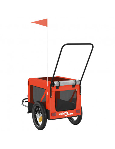 Rimorchio da Bici per Animali Arancione e Nero Oxford e Ferro