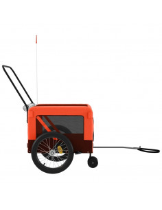 Rimorchio da Bici per Animali Arancione e Nero Oxford e Ferro 2