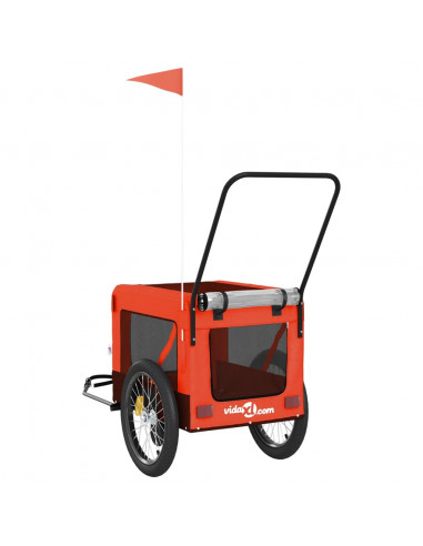 Rimorchio da Bici per Animali Arancione e Nero Oxford e Ferro