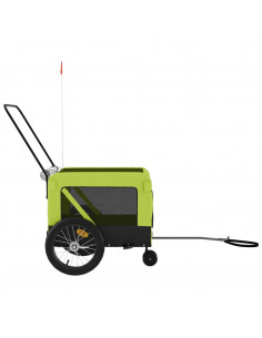 Rimorchio da Bici per Animali Verde e Nero Oxford e Ferro 2