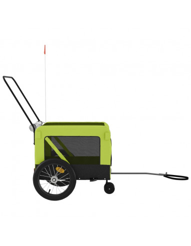Rimorchio da Bici per Animali Verde e Nero Oxford e Ferro
