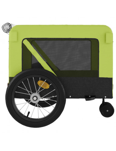 Rimorchio da Bici per Animali Verde e Nero Oxford e Ferro