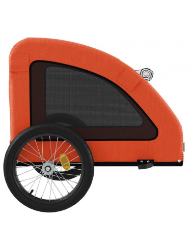 Rimorchio da Bici per Animali Arancione e Grigio Oxford e Ferro
