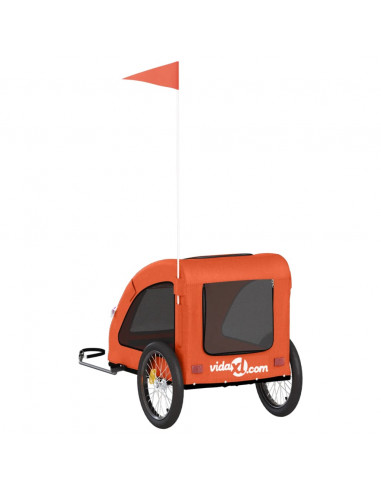 Rimorchio da Bici per Animali Arancione e Grigio Oxford e Ferro