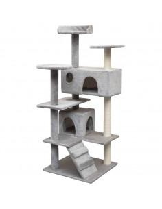 Albero per Gatti con Tiragraffi in Sisal 125 cm Grigio 2