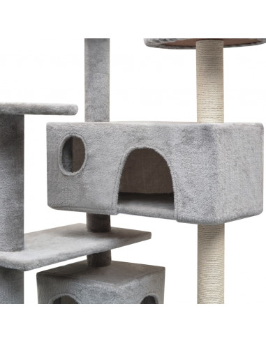 Albero per Gatti con Tiragraffi in Sisal 125 cm Grigio