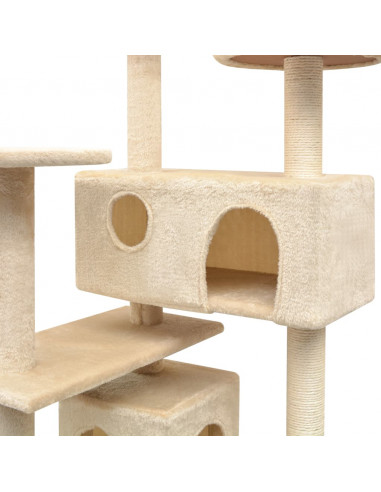 Albero per Gatti con Tiragraffi in Sisal 125 cm Beige