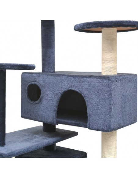 Albero per Gatti con Tiragraffi in Sisal 125 cm Blu Scuro