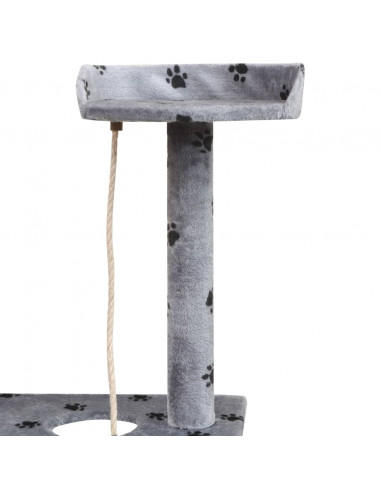 Albero per Gatti Tiragraffi Sisal 150 cm Zampe Stampate Grigio
