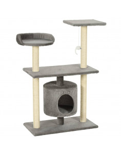Albero per Gatti con Tiragraffi in Sisal 95 cm Grigio 2
