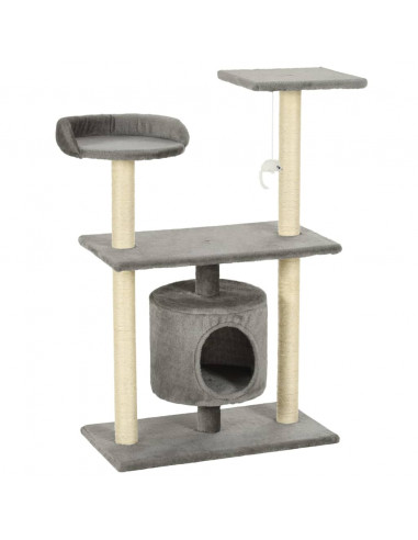 Albero per Gatti con Tiragraffi in Sisal 95 cm Grigio