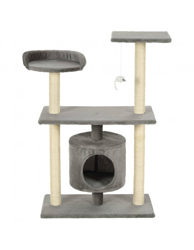 Albero per Gatti con Tiragraffi in Sisal 95 cm Grigio