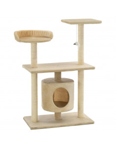 Albero per Gatti con Tiragraffi in Sisal 95 cm Beige 2