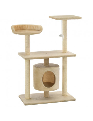 Albero per Gatti con Tiragraffi in Sisal 95 cm Beige