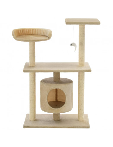 Albero per Gatti con Tiragraffi in Sisal 95 cm Beige