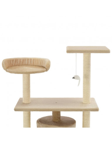 Albero per Gatti con Tiragraffi in Sisal 95 cm Beige