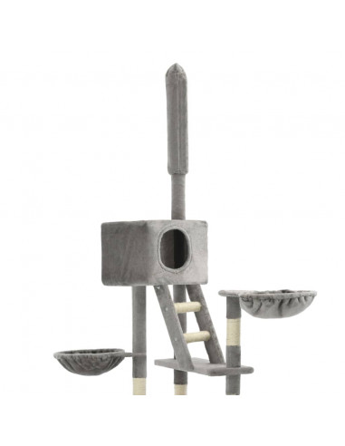 Albero per Gatti con Tiragraffi in Sisal 230-260 cm Grigio