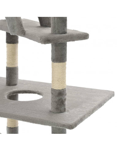 Albero per Gatti con Tiragraffi in Sisal 230-260 cm Grigio