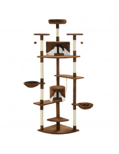 Albero per Gatti e Tiragraffi in Sisal 203 cm Marrone e Bianco 2