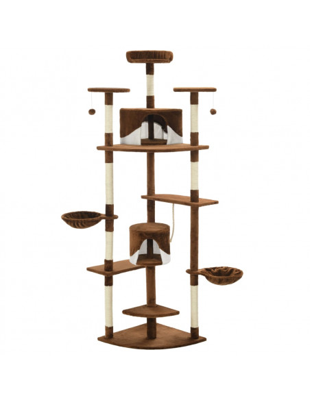 Albero per Gatti e Tiragraffi in Sisal 203 cm Marrone e Bianco