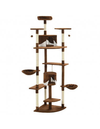 Albero per Gatti e Tiragraffi in Sisal 203 cm Marrone e Bianco
