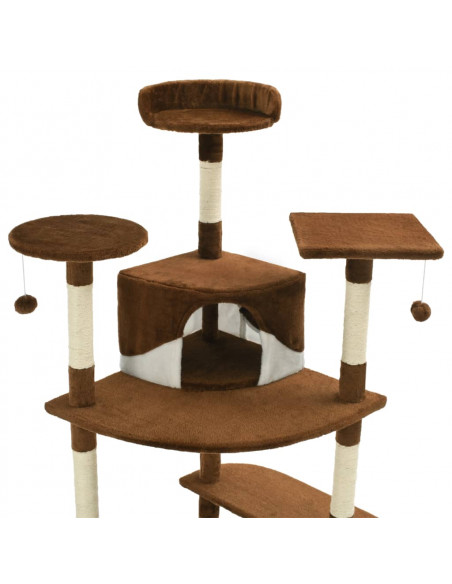 Albero per Gatti e Tiragraffi in Sisal 203 cm Marrone e Bianco