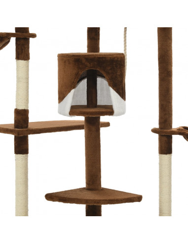 Albero per Gatti e Tiragraffi in Sisal 203 cm Marrone e Bianco