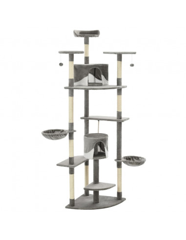 Albero per Gatti e Tiragraffi in Sisal 203 cm Grigio e Bianco