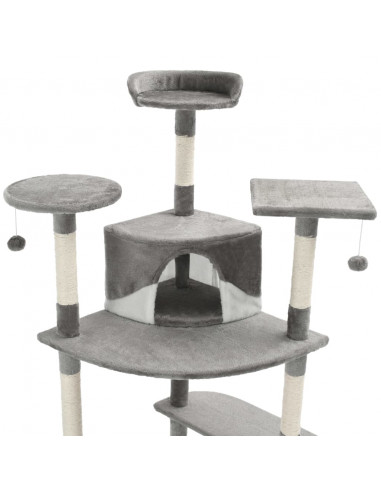 Albero per Gatti e Tiragraffi in Sisal 203 cm Grigio e Bianco