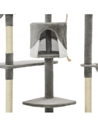 Albero per Gatti e Tiragraffi in Sisal 203 cm Grigio e Bianco