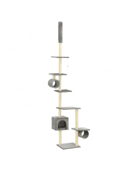 Albero per Gatti con Tiragraffi in Sisal 203 cm Grigio