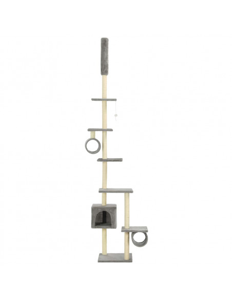 Albero per Gatti con Tiragraffi in Sisal 203 cm Grigio