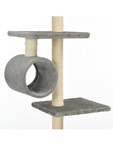 Albero per Gatti con Tiragraffi in Sisal 203 cm Grigio