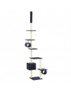 Albero per Gatti con Pali Tiragraffi in Sisal 260 cm Blu Scuro 2