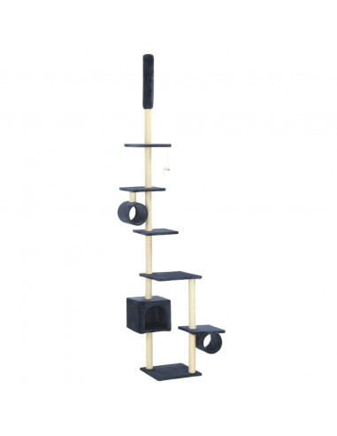 Albero per Gatti con Pali Tiragraffi in Sisal 260 cm Blu Scuro