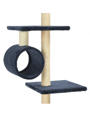 Albero per Gatti con Pali Tiragraffi in Sisal 260 cm Blu Scuro