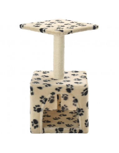 Albero per Gatti e Tiragraffi Sisal 55 cm Zampe Stampate Beige