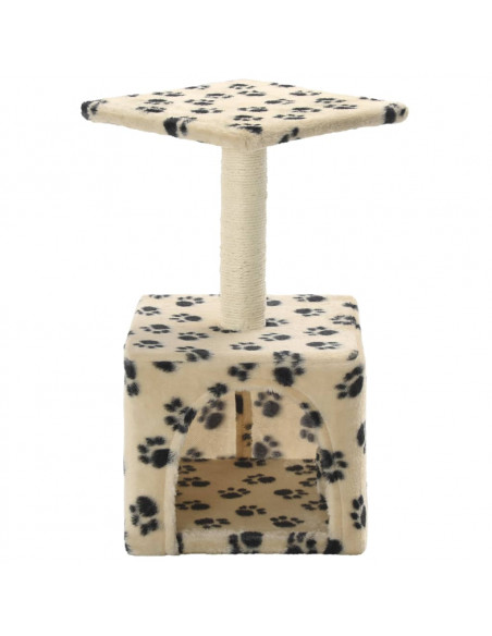 Albero per Gatti e Tiragraffi Sisal 55 cm Zampe Stampate Beige