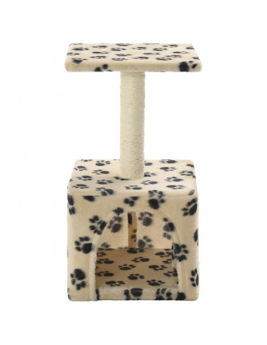 Albero per Gatti e Tiragraffi Sisal 55 cm Zampe Stampate Beige
