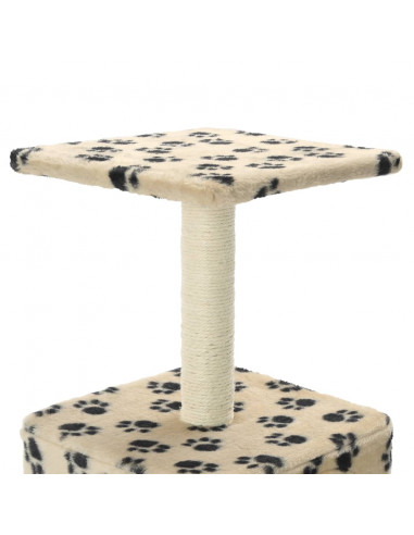 Albero per Gatti e Tiragraffi Sisal 55 cm Zampe Stampate Beige