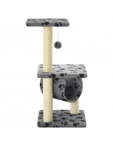 Albero per Gatti e Tiragraffi Sisal 65 cm Zampe Stampate Grigio