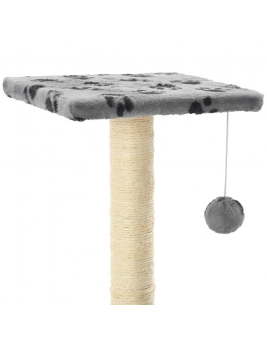Albero per Gatti e Tiragraffi Sisal 65 cm Zampe Stampate Grigio