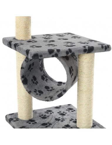 Albero per Gatti e Tiragraffi Sisal 65 cm Zampe Stampate Grigio