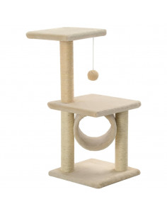 Albero per Gatti con Tiragraffi Sisal 65 cm Beige 2