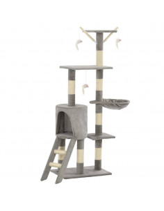 Albero per Gatti con Tiragraffi in Sisal 138 cm Grigio 2