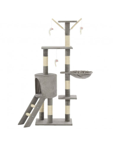 Albero per Gatti con Tiragraffi in Sisal 138 cm Grigio