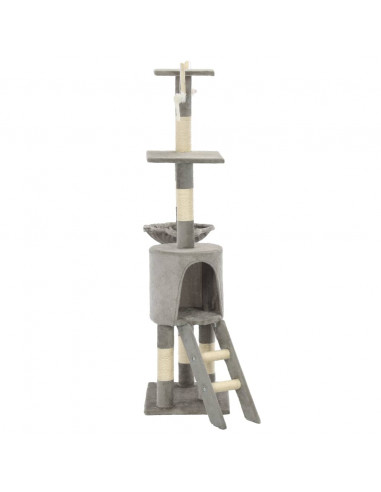 Albero per Gatti con Tiragraffi in Sisal 138 cm Grigio