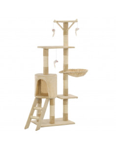 Albero per Gatti con Tiragraffi in Sisal 138 cm Beige 2